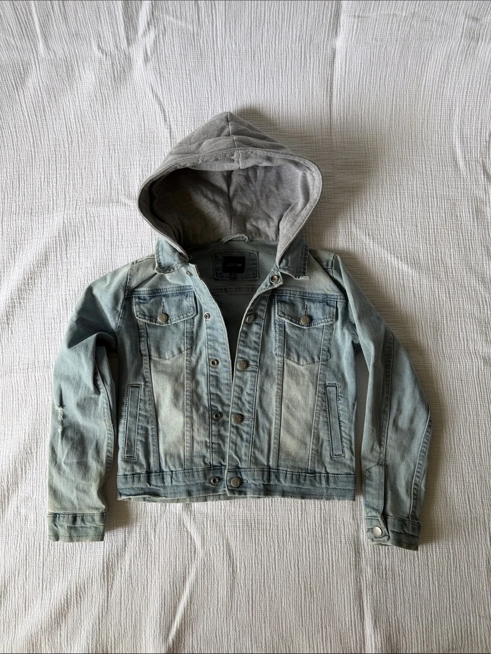 KIDS Joe's Jeans Light Wash Denim Jacket with Gray Hood